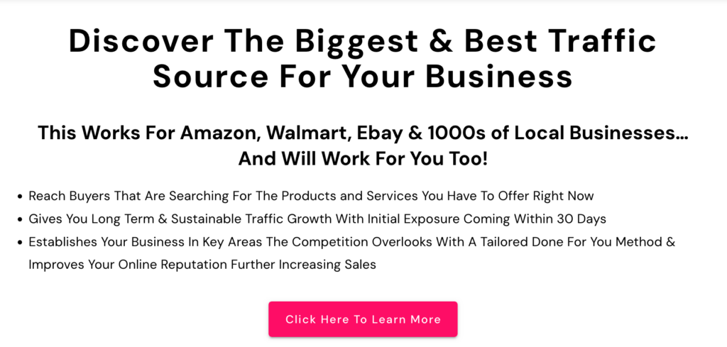 invite to "Discover The Biggest & Best Traffic Source For Your Business"